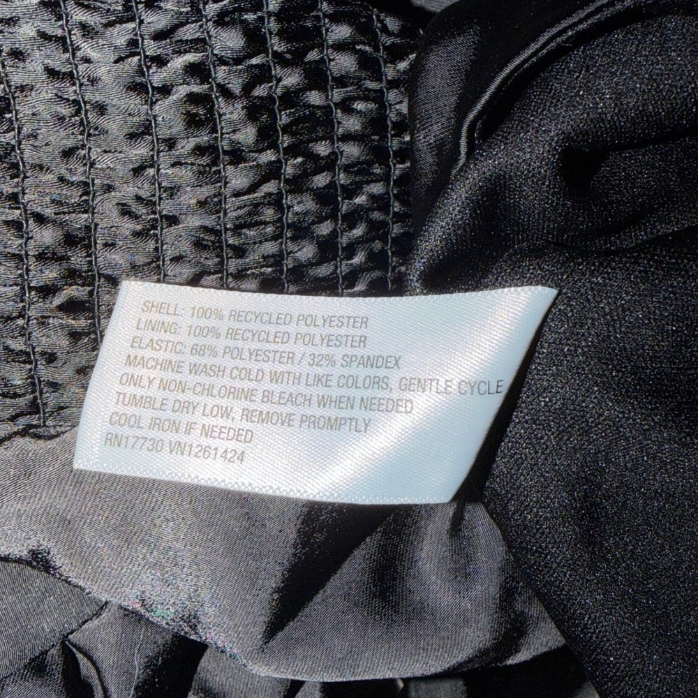 Wild Fable‎ Black Satin Ruched Strap Smocked Back Crop Top Square Neck M, NWT - Picture 6 of 7